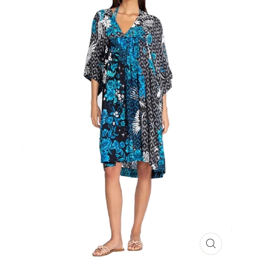 JOHNNY WAS BLUE PHOENIX DRESS SIZE 1x Flowy Boho